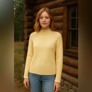 3/$20‎ deal! Vintage Mock Neck 100% cotton cable knit sweater y2k Cottagecore